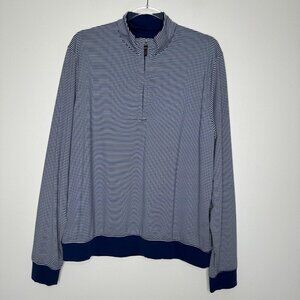 J McLaughlin Quarter Zip Pullover Blue Navy Blue Striped Large